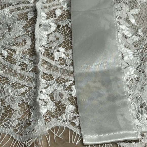 White Lace sheer maxi open front satin lingerie,boudoir,honeymoon,coquette,sexy - Picture 10 of 10